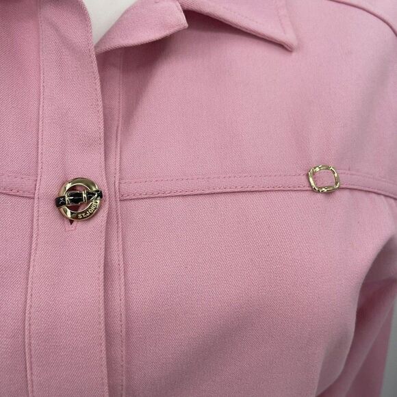 St john Sport womans pink jacket Medium lenght button up collar BoxM - Picture 3 of 8